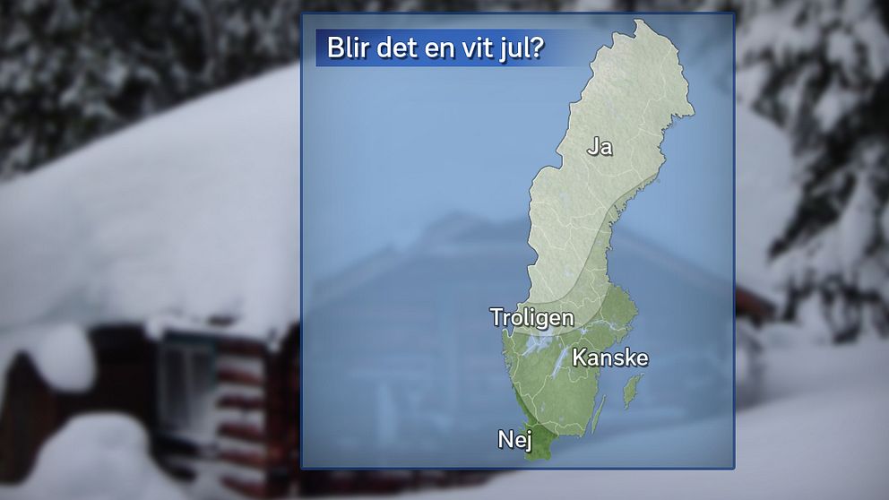 Så här ser sannolikheten för en vit jul ut just nu, den 13 december.