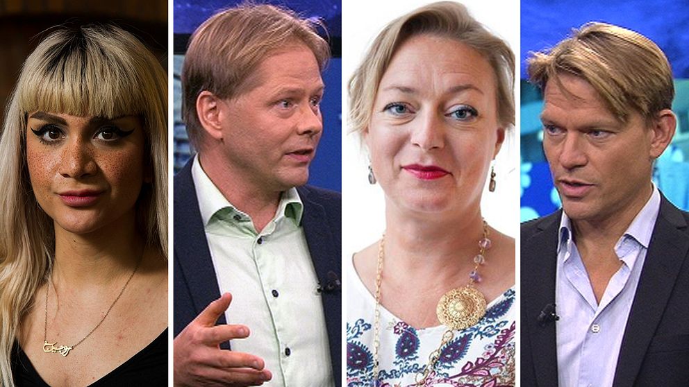 Från vänster: Rojin Pertow, chefredaktör Galago, Anders Lindberg, politisk chefredaktör Aftonbladet, Sofia Nerbrand, ledarskribent Dagens Nyheter, PM Nilsson, politisk redaktör Dagens Industri.