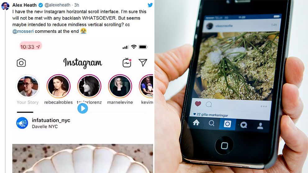 Instagram-användare rasade efter att Instagram av misstag hade gjort en uppdatering som förändrade appens utseende.