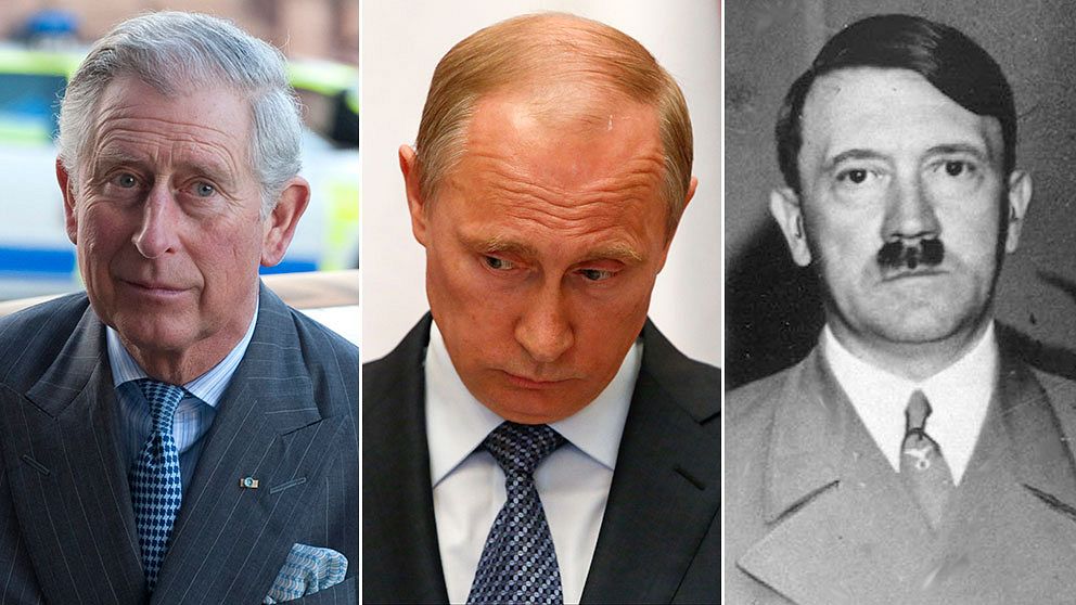 Prins Charles, Vladimir Putin och Adolf Hitler.