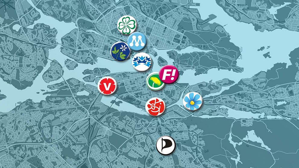 Partierna har sina stora valvakor i centrala Stockholm.