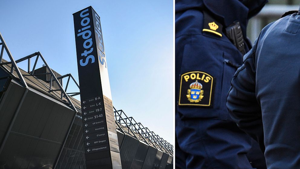 Malmö Nya Stadion samt polis.