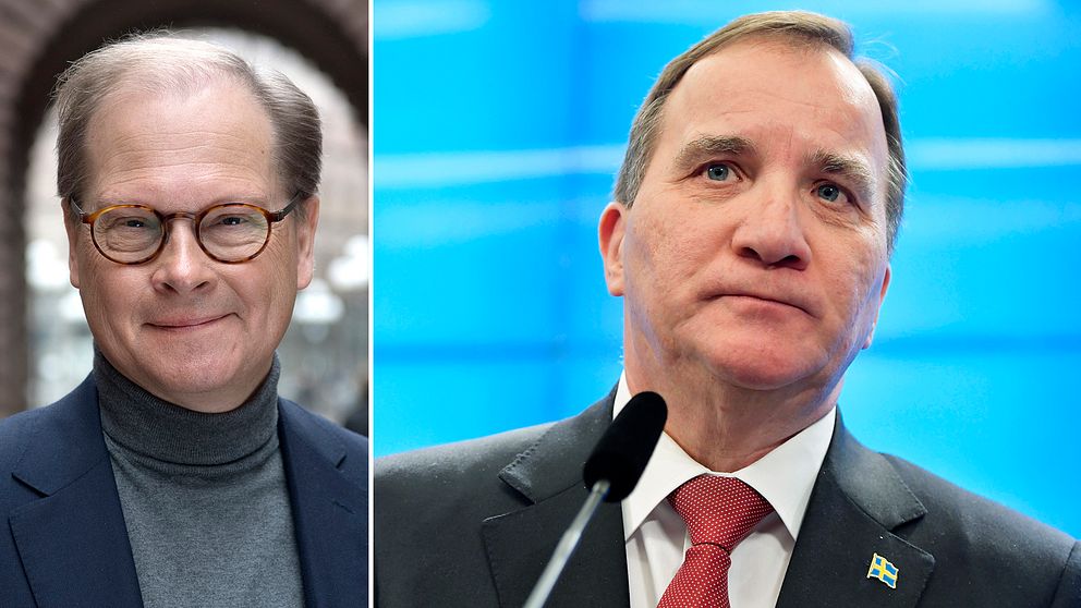 SVT:s politiska kommentator Mats Knutson och statsminister Stefan Löfven (S).