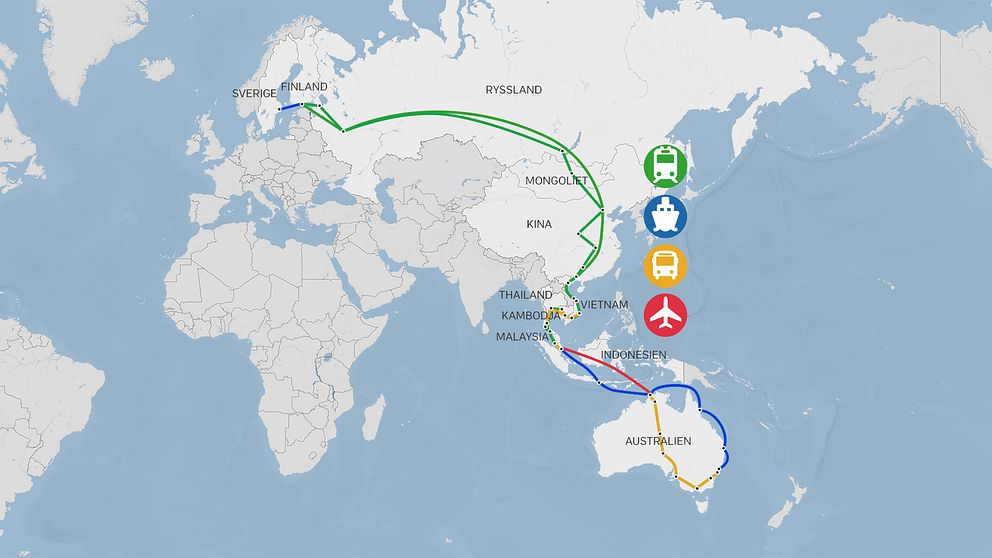 Meteorolog Helen Tronstad har försökt att undvika att flyga under sin långresa till Australien.