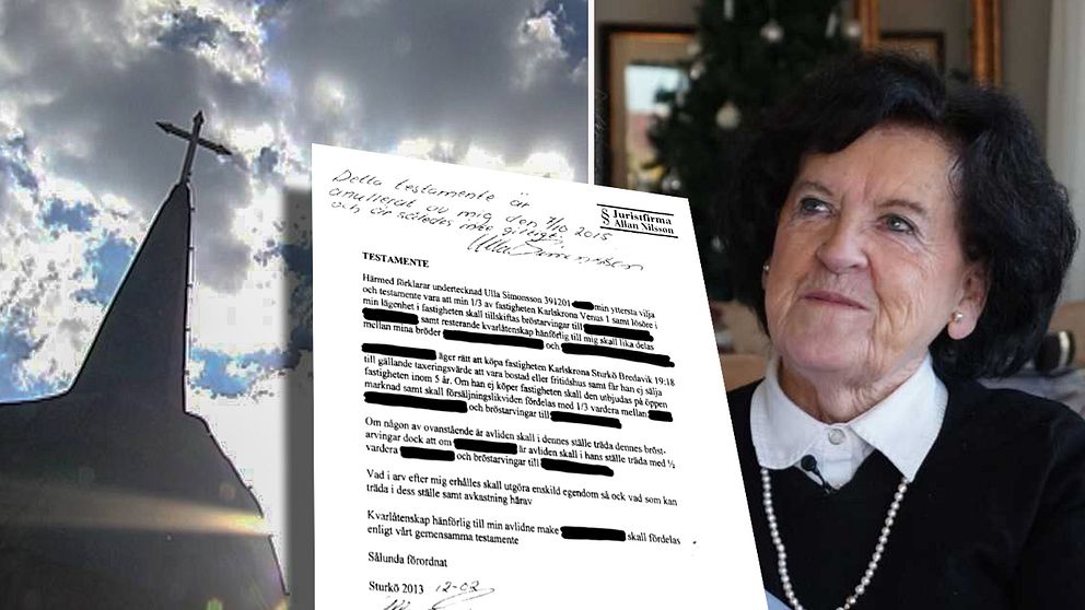 Fastighetsmiljonären Ulla Simonsson testamenterade delar av sin förmögenhet till prästen – men när hon träffade en yngre man annullerades dokumentet.