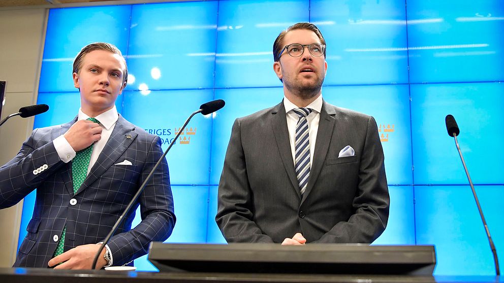 Tobias Andersson (SD), handelspolitisk talesperson och Jimmie Åkesson (SD), partiledare Sverigedemokraterna