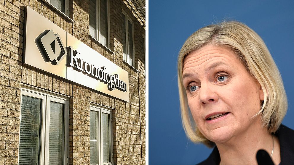 Kronofogdens kontor i Hudiksvall och Magdalena Andersson (S).