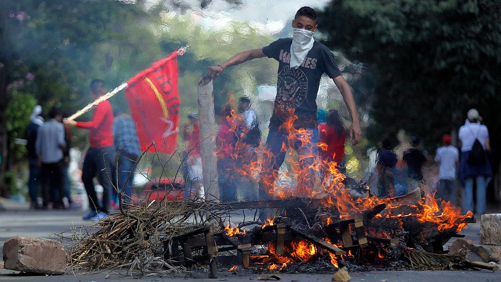 Våldsamma protester i Tegucigalpa i Honduras i slutet av januari 2019.