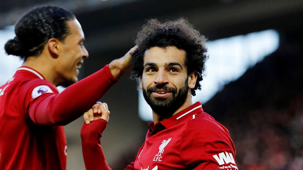Mohamed Salah firar sitt 3-0-mål mot Bournemouth.