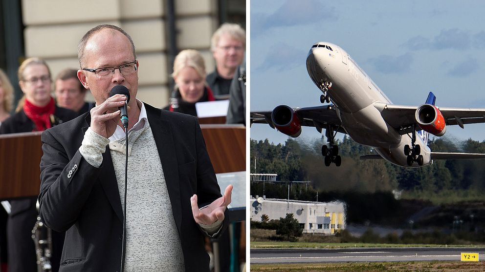 Fredrik Ösertling och ett flygplan