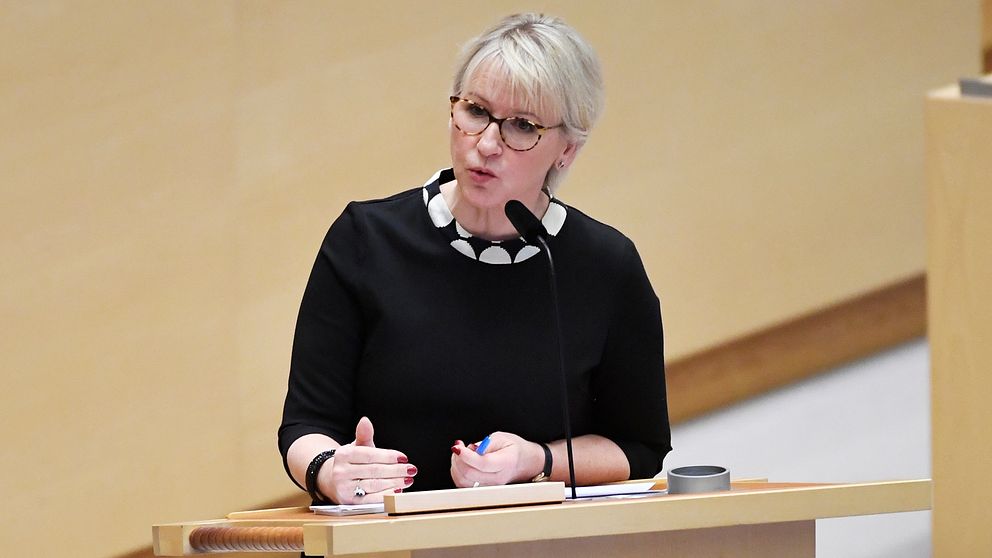 Utrikesminister Margot Wallström (S) under den utrikespolitiska debatten i riksdagen.