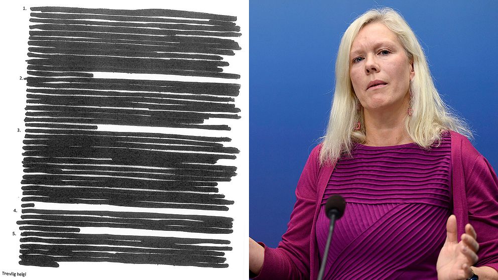 De maskade utskrifterna av e-post från Sveriges Kinaambassadör Anna Lindstedt.