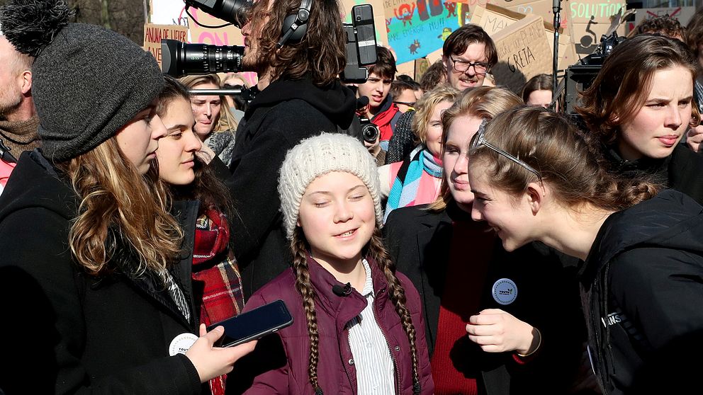 Greta Thunberg och belgiska klimataktivister deltog under torsdagen i en demonstration i Bryssel.