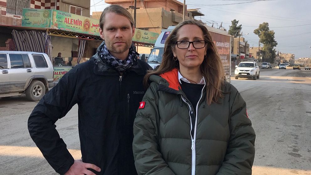 Niclas Berglund och Sanna Klinghoffer, SVT:s team i Syrien.