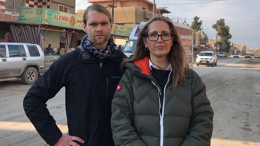 Niclas Berglund och Sanna Klinghoffer, SVT:s team i Syrien.