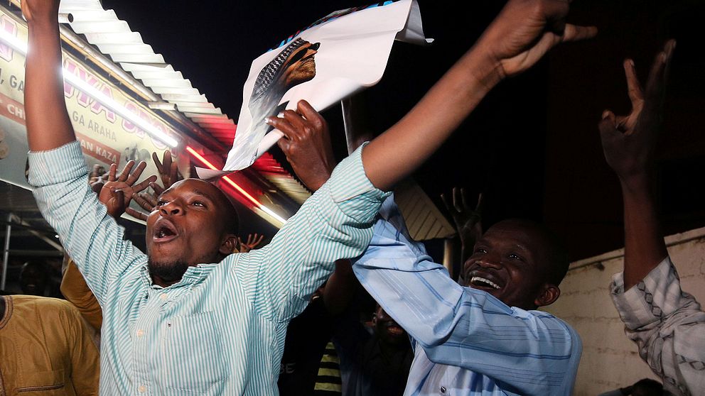 Anhängare till den nigerianska presidenten Muhammadu Buhari firade på gatorna i Kano när det stod klart att presidenten kommer sitta ytterligare en mandatperiod.
