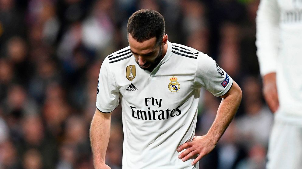 Real Madrids ytterback Dani Carvajal var besviken efter uttåget.