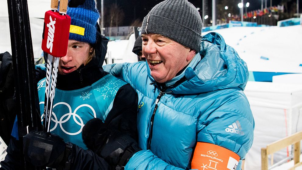 Olle Dahlin tillsammans med Sebastian Samuelsson under OS i Sydkorea