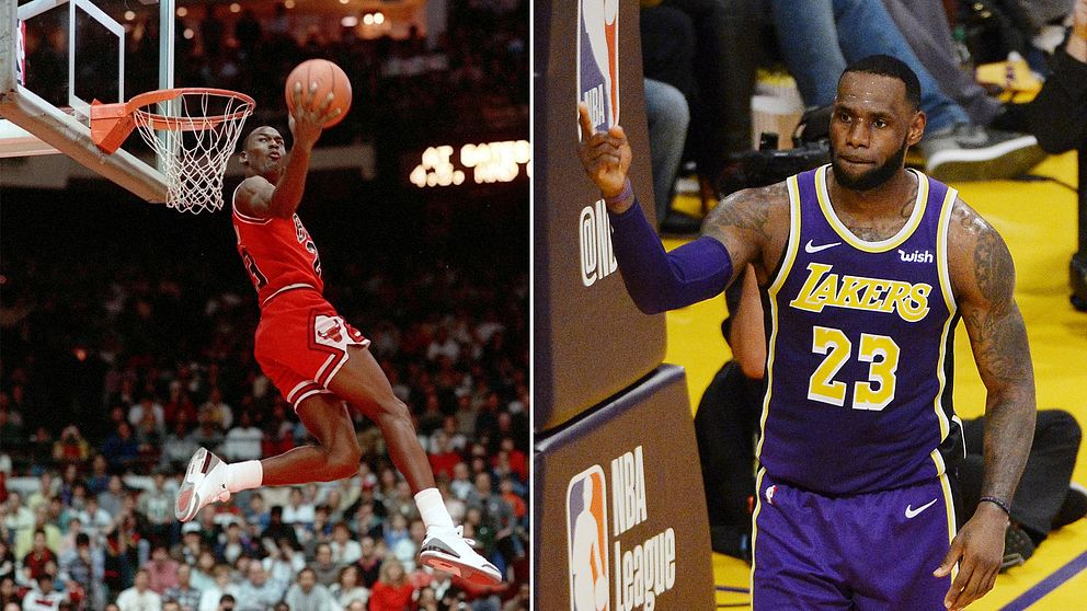 LeBron James, till höger, har gjort fler NBA-poäng än Michael Jordan.