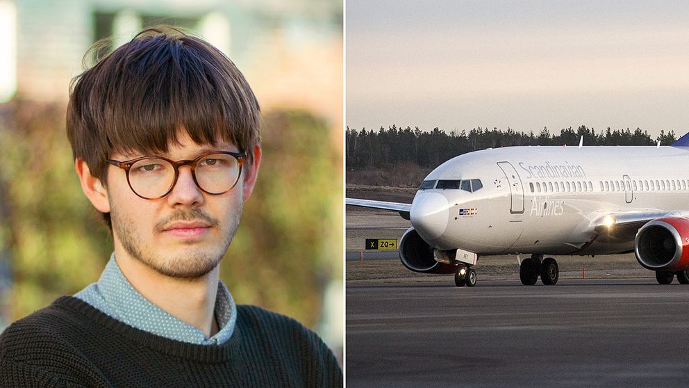 Grön ungdoms språkrör David Ling och ett flygplan