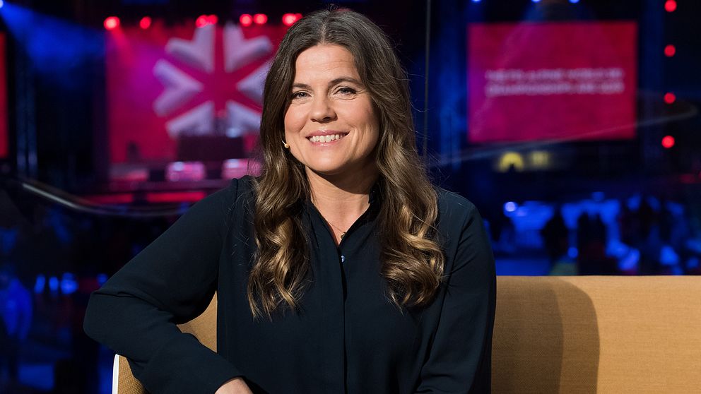 Pernilla Wiberg i VM-magasinet under alpina VM i Åre.
