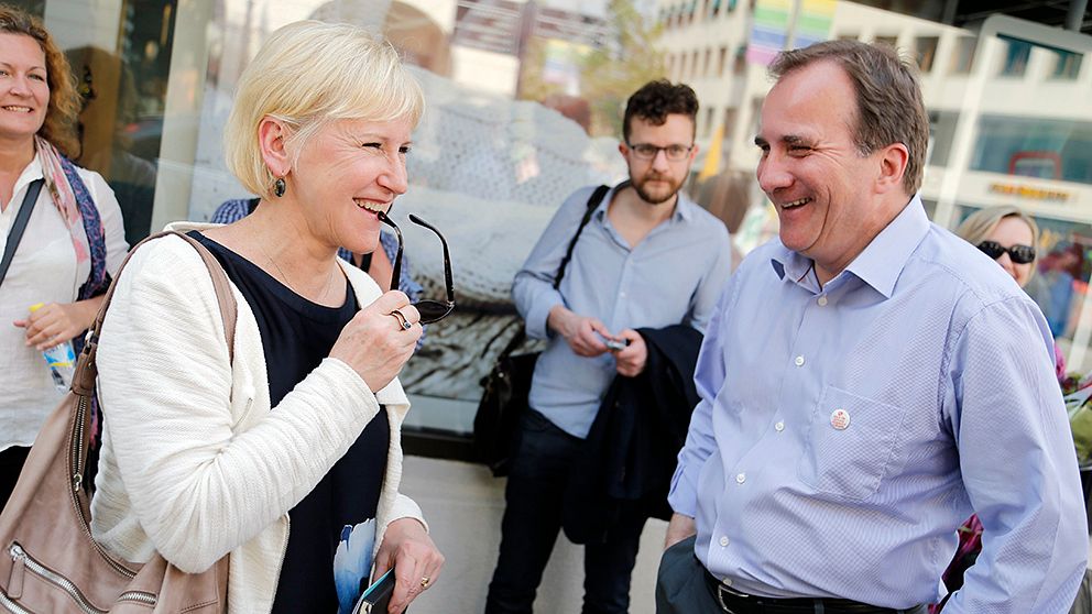 Margot Wallström och Socialdemokraternas partiledare Stefan Löfven i Göteborg.