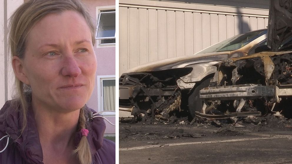 Susanna Svensson förlorade sin bil i en av bränderna. Bränder i Varberg.