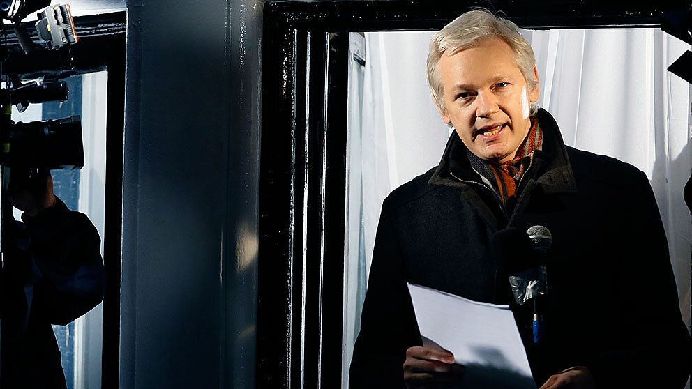 Julian Assange på Ecuadors ambassad i London.