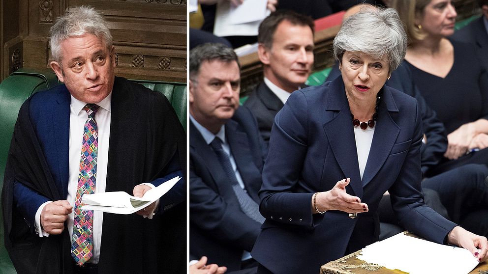 Talmannen i det brittiska underhuset John Bercow och landets premiärminister Theresa May