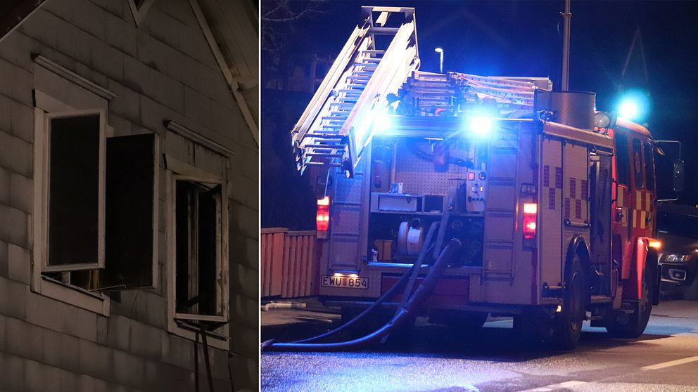 En man räddades ur lågorna i flerbostadshuset i Töreboda sent på torsdagskvällen.