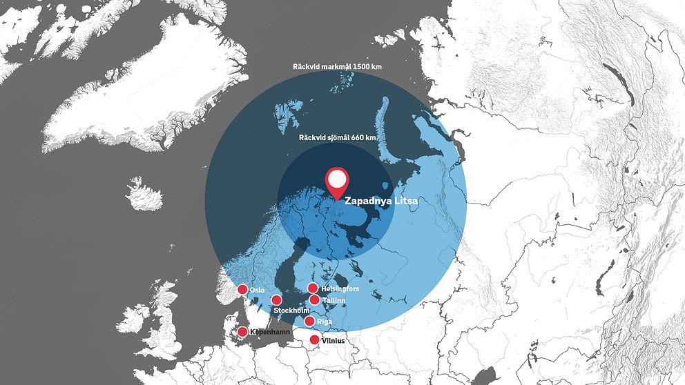 Ryska kryssningsroboten Kalibr har olika räckvidder beroende på om den ska avfyras mot fasta mål på land eller rörliga mål till havs.