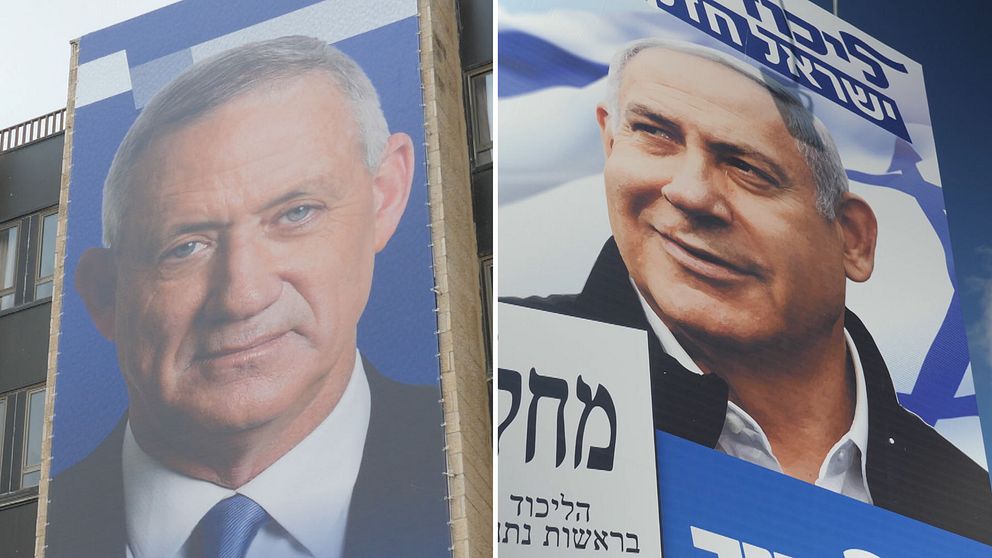 Benny Gantz, ledaren för den ”Blåvita alliansen”, tar sig an Benjamin Netanyahu, premiärminister och partiledare för Likud, i tisdagens val i Israel.