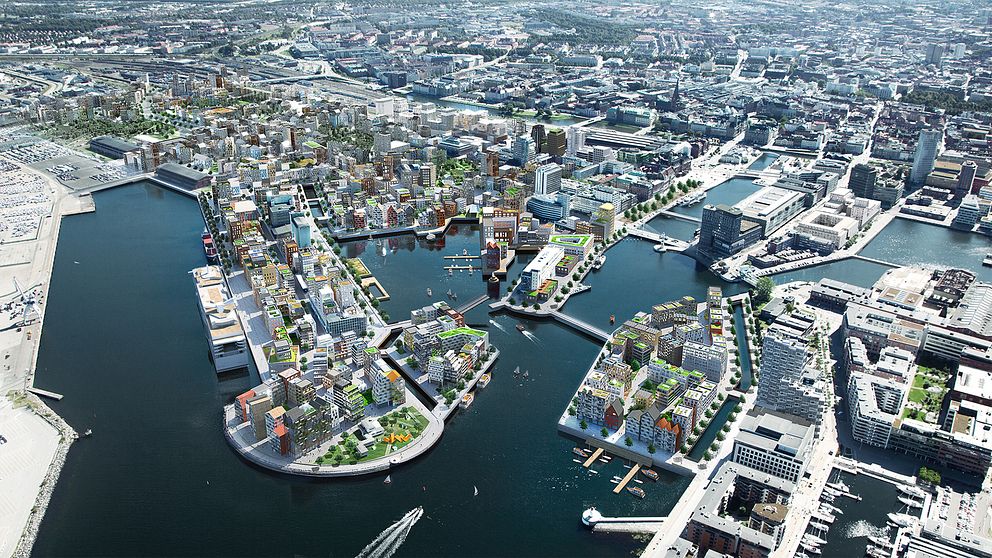 Översiktsplanen över Nyhamnen som tagits fram på uppdrag av stadsbyggnadskontoret.