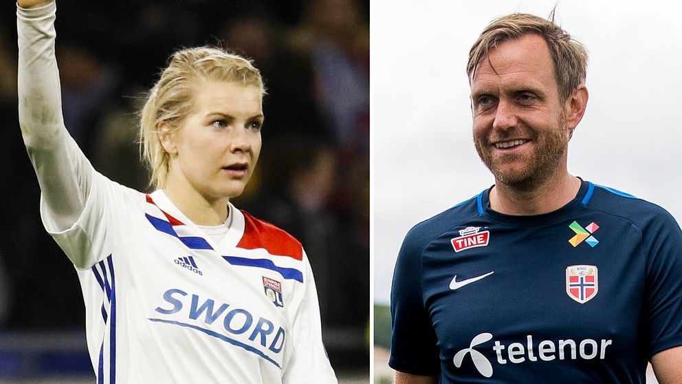 Norskan Ada Hegerberg och Norges svenska förbundskapten Martin Sjögren.