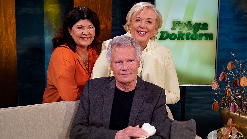 Björn Klinge i Fråga doktorns studio tillsammans med Suzanne Axell och Karin Granberg.