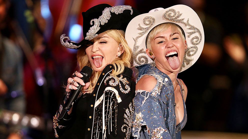 Madonna och Miley Cyrus.