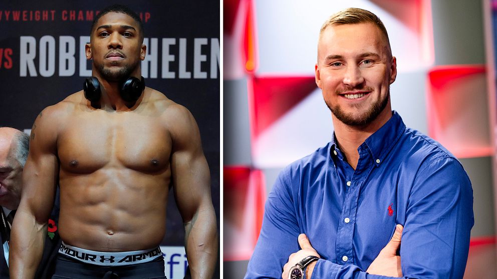 Storstjärnan Anthony Joshua (vänster) och svenske Otto Wallin (höger).