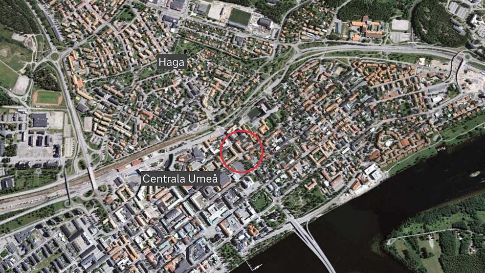 Karta över centrala Umeå. Grafik på kartan.