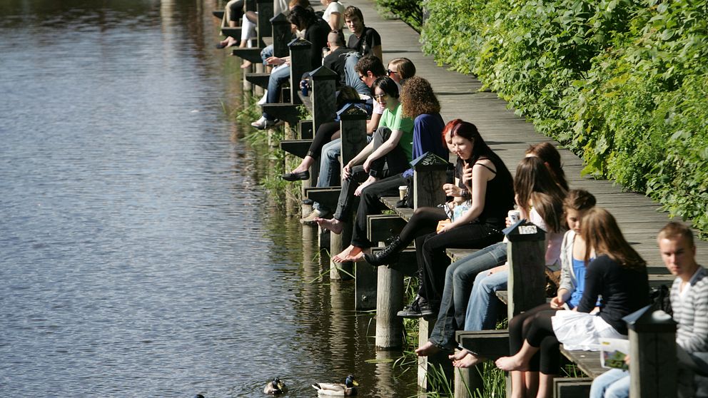 Fyrisån, Uppsala, studenter.