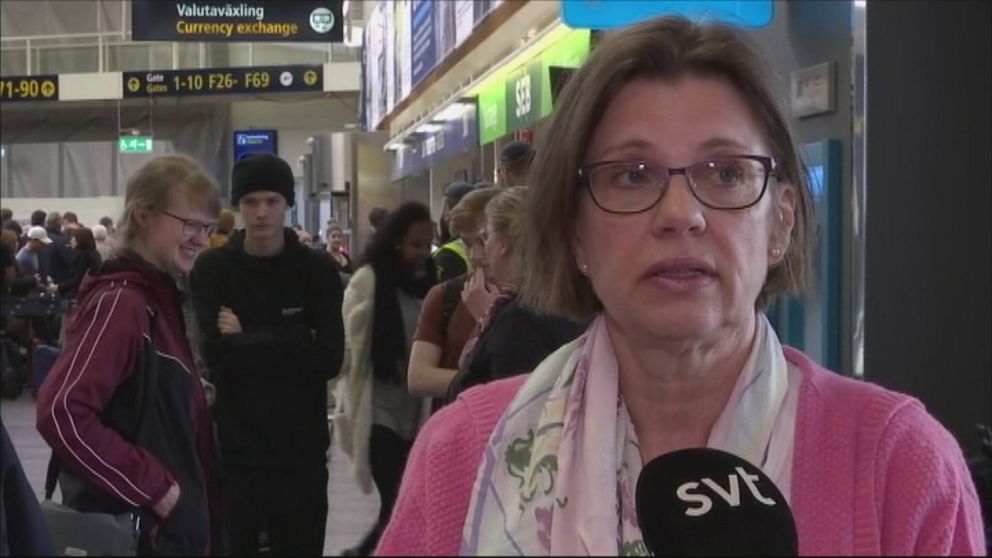 Pia Carlström Nordlander skulle resa till Frankrike, men fastnade på Arlanda på grund av strejken.