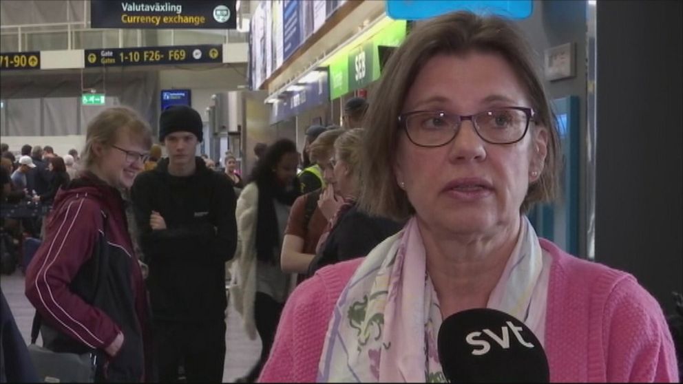 Pia Carlström Nordlander skulle resa till Frankrike, men fastnade på Arlanda på grund av strejken.