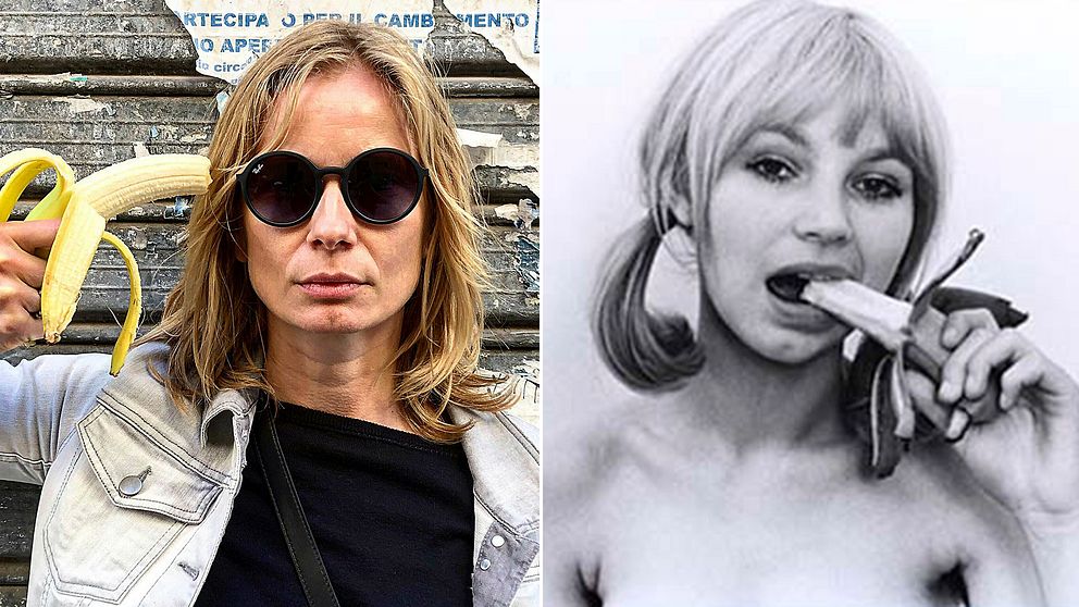 Polska skådespelerskan Magdalena Cielecka är en av de som protesterar mot förbudet. Till höger en bild ur Natalia LL:s konstsvit ”Consumer art”.