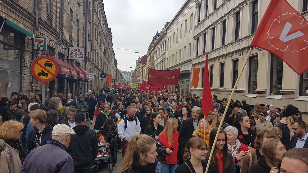 Första maj-tåg genom Göteborg