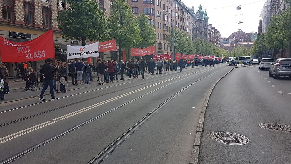 Första maj-tåg genom Göteborg