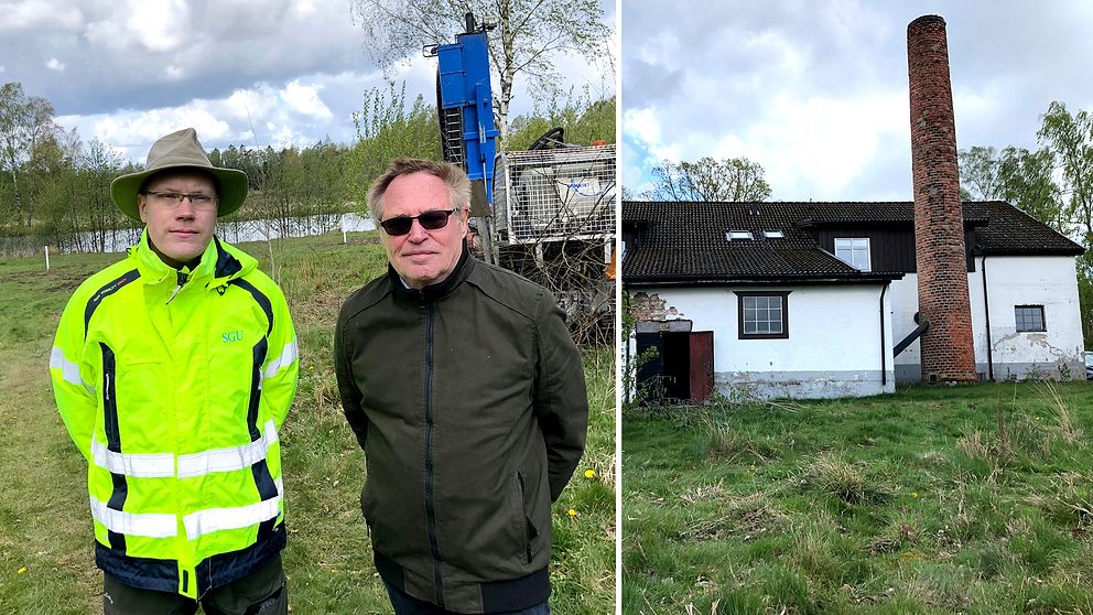 Henning Persson och Oddbjörn Aasvold vid ett av Skånes mest förorenade områden.