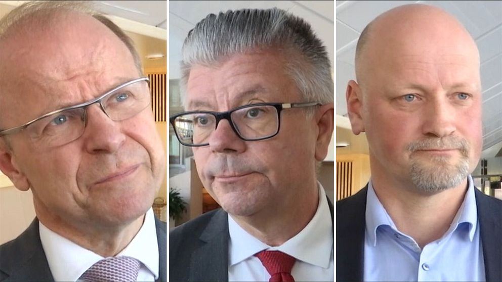 Mikael Oscarsson (KD), Hans Wallmark (M) och Daniel Bäckström (C) reagerar på försvarsberedningens slutrapport.