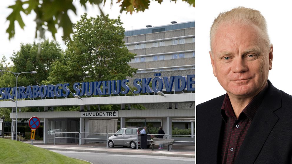 Skaraborgs sjukhus Skövde exteriör och porträtt på Pär Johnson liberalerna