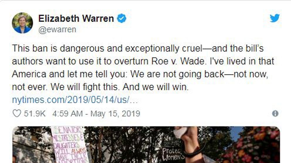 ”We will fight this and we will win”, skriver Elizabeth Warren på Twitter.