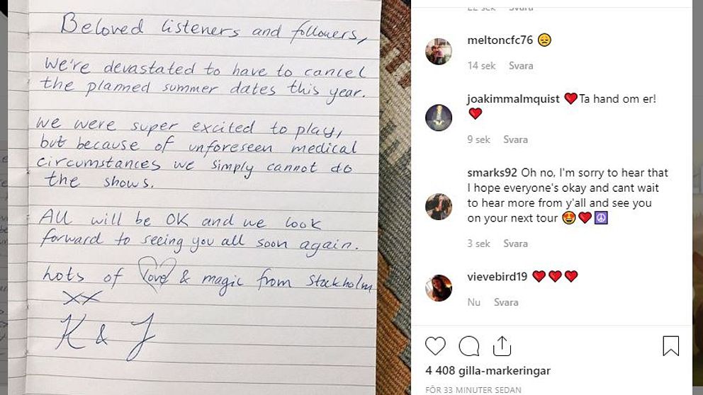 First Aid Kit ställer in sommarturné SVT Nyheter