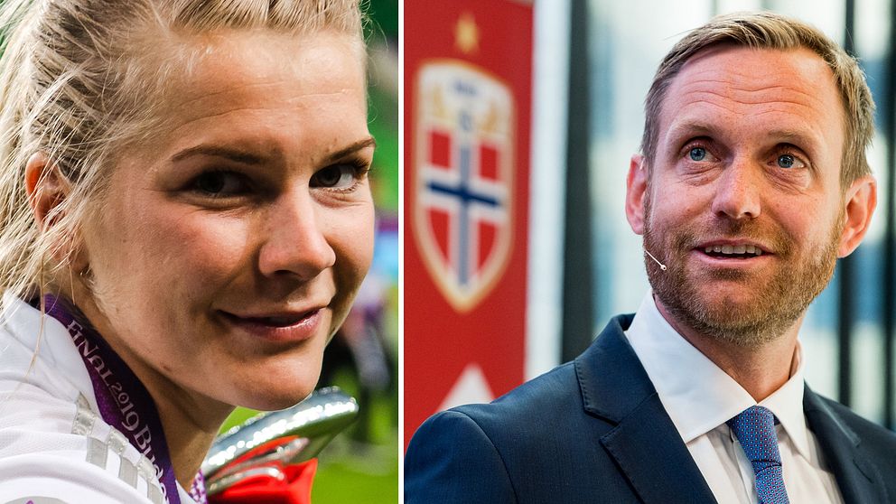 Ada Hegerberg och Norges svenska förbundskapten Martin Sjögren.